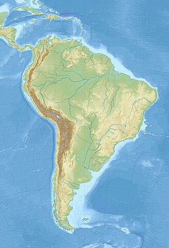 Map showing the location of Cerro Panizos in South America