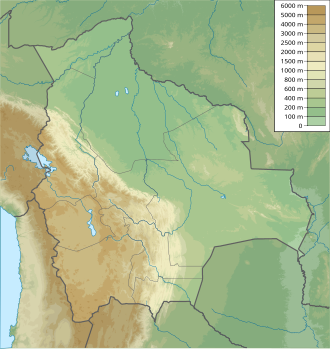 Map showing the location of Cerro Panizos in Bolivia