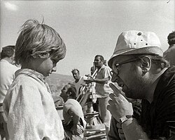 Sergio Leone on a film set